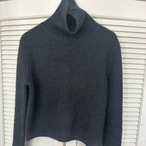 Jenni Kayne Black Cowl Neck Sweater with Ribbed Texture